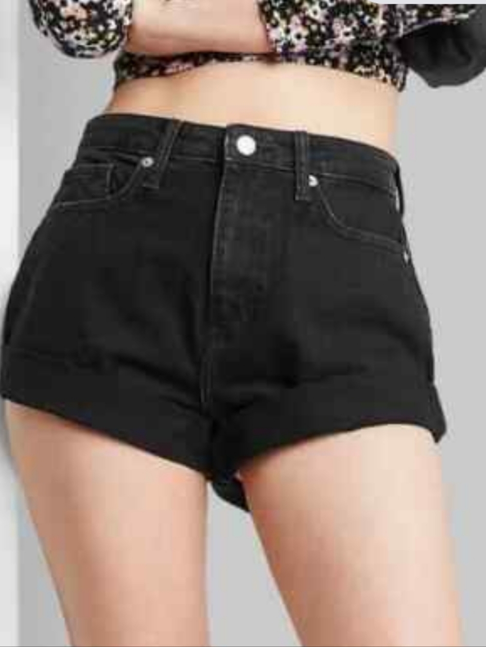 wild fable Black High-Rise Rolled Cuff Mom Jean Shorts